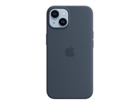 Apple - Carcasa trasera para teléfono móvil - compatibilidad con MagSafe - silicona - azul tormenta - para iPhone 14