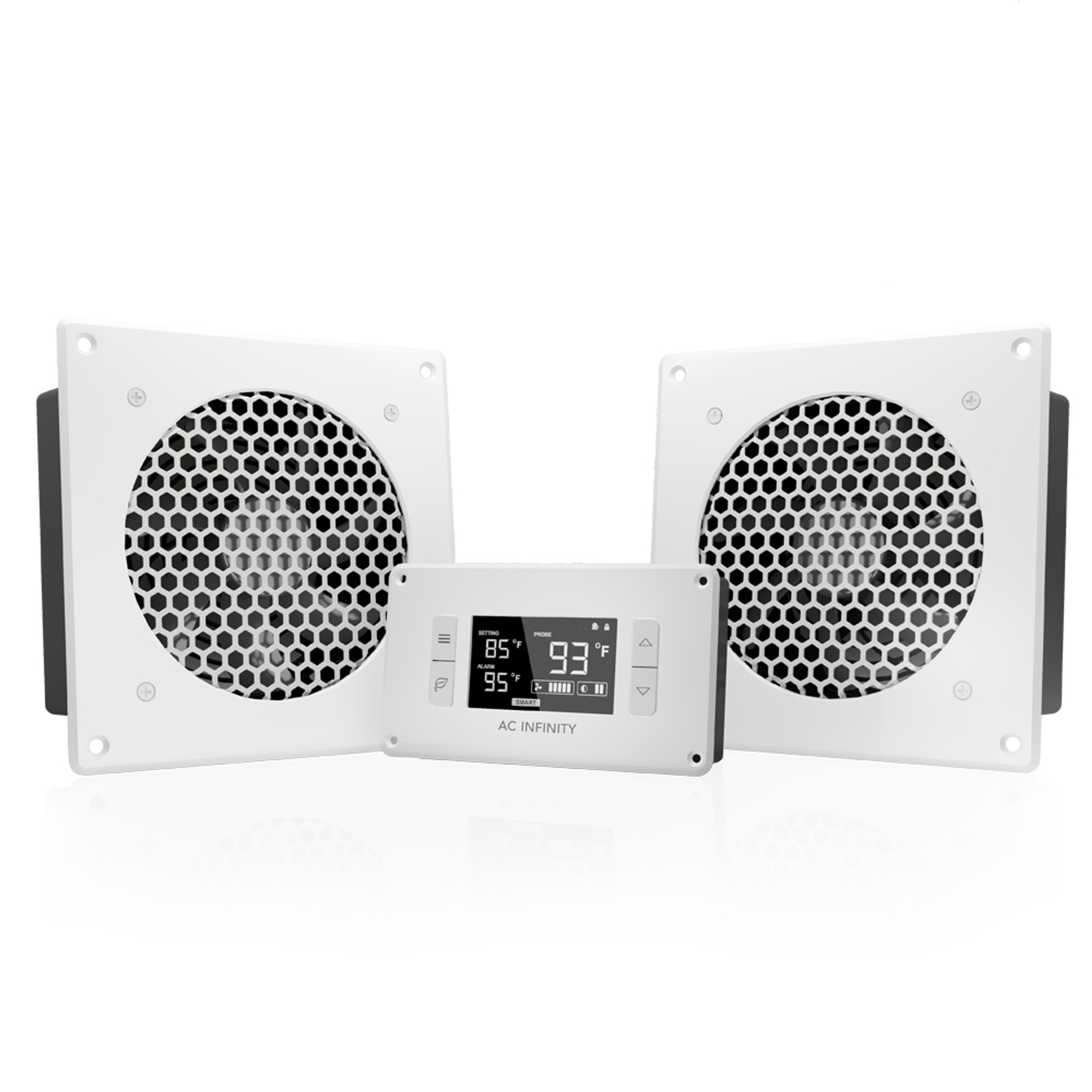 AIRPLATE T8 White, Home Theater and AV Quiet Cabinet Cooling Dual-Fan System, 6 Inch