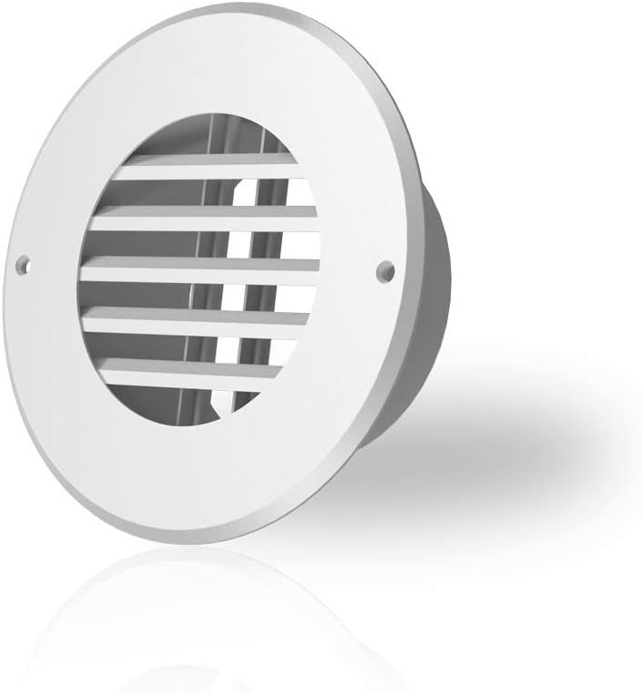 Wall-Mount Duct Grille Vent, White Steel, 4-Inch