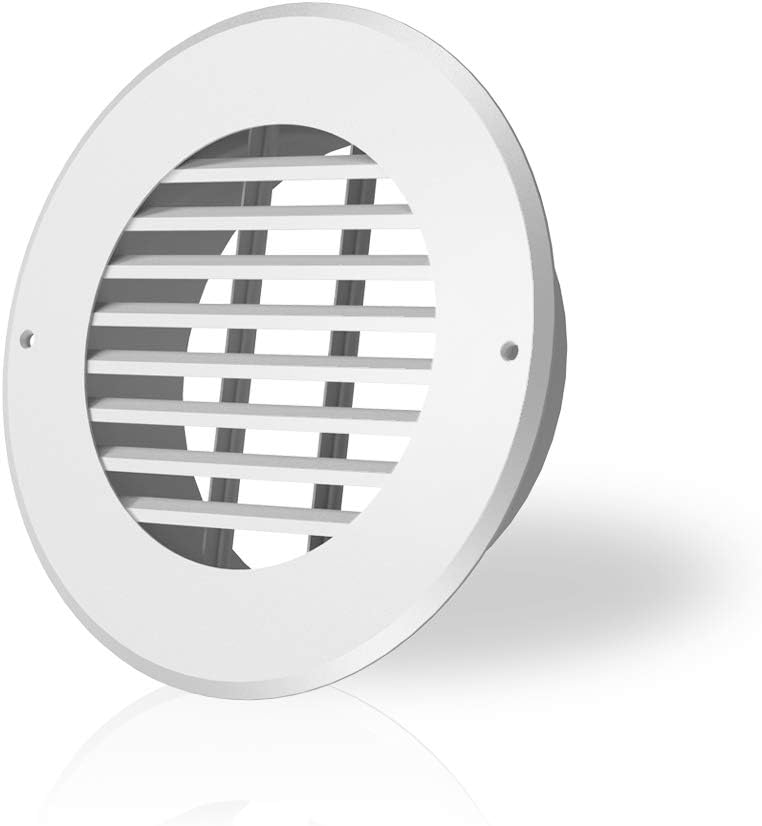 Wall-Mount Duct Grille Vent, White Steel, 6-Inch