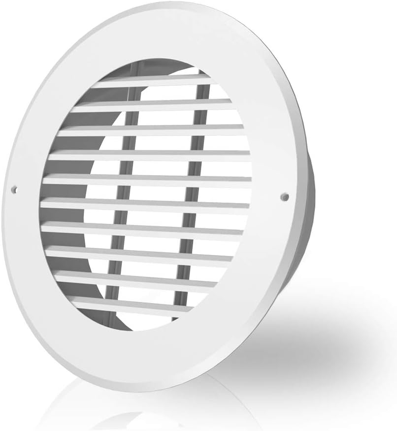 Wall-Mount Duct Grille Vent, White Steel, 8-Inch