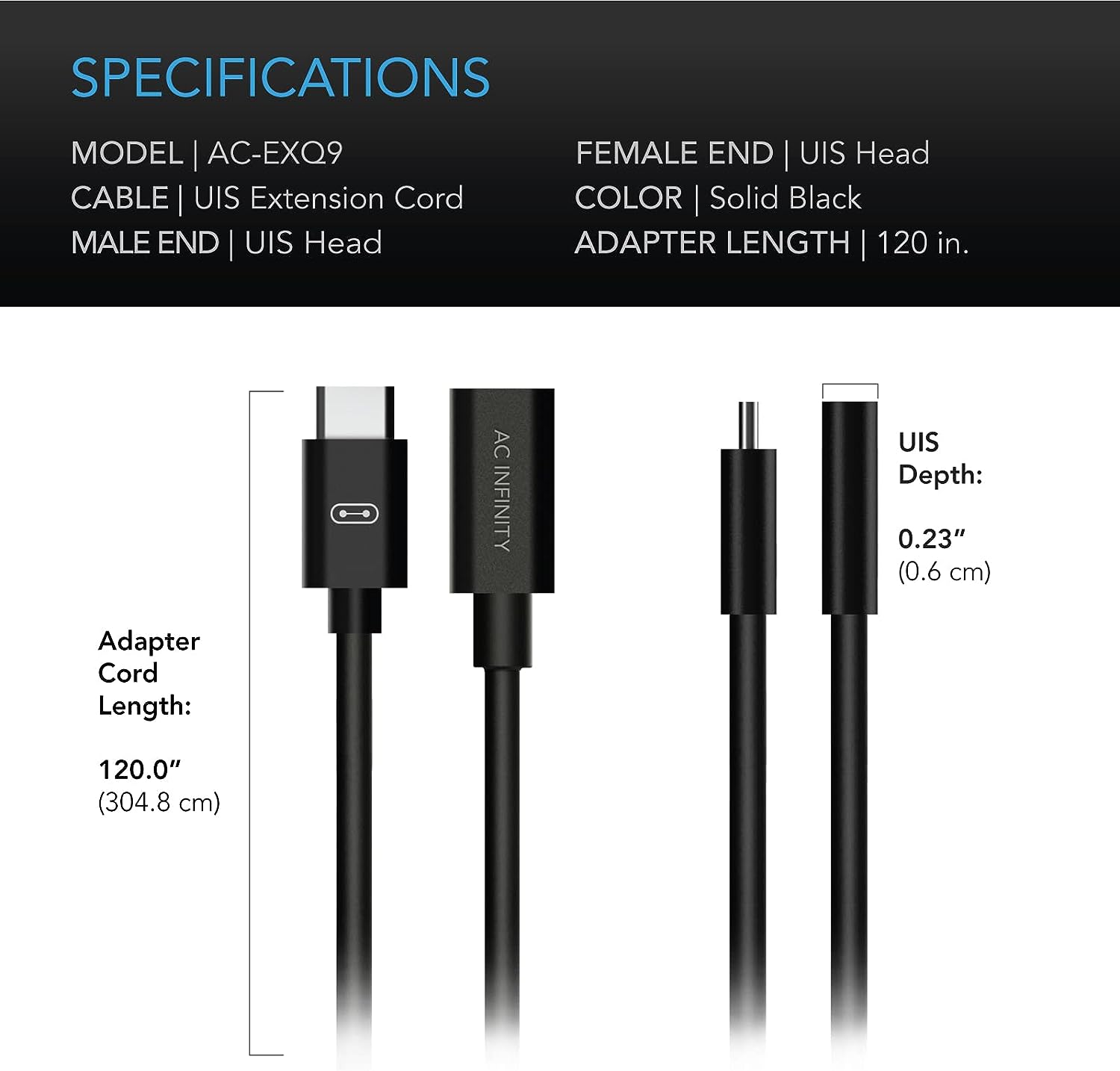 UIS to UIS Extension Cable, Female to Male, 10 ft.