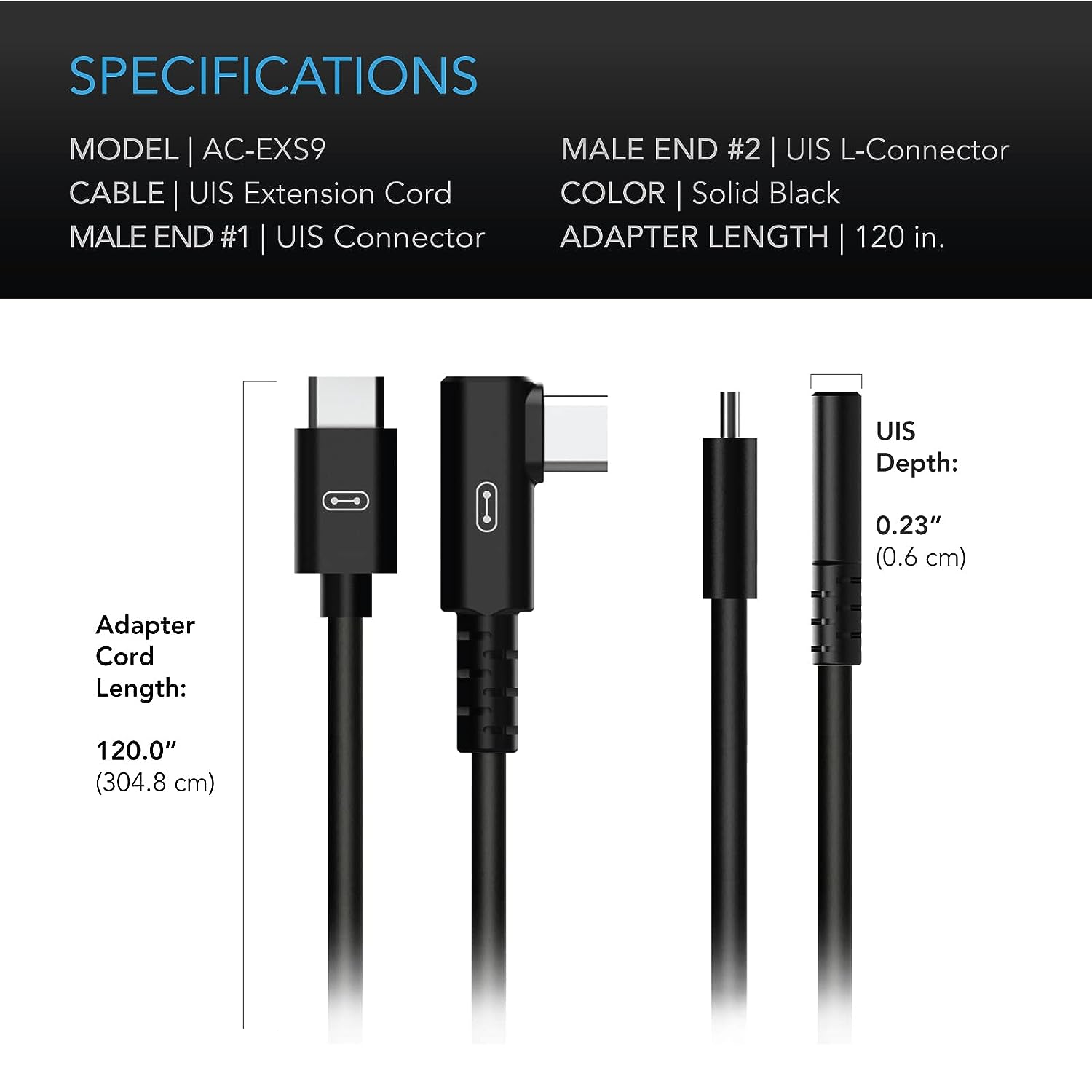 UIS to UIS Extension Cable, Male to Male, 10 ft.