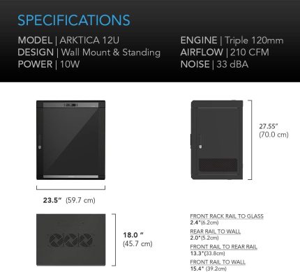ARKTICA T12, Floor Equipment Rack Cabinet with Smart Controller 12U
