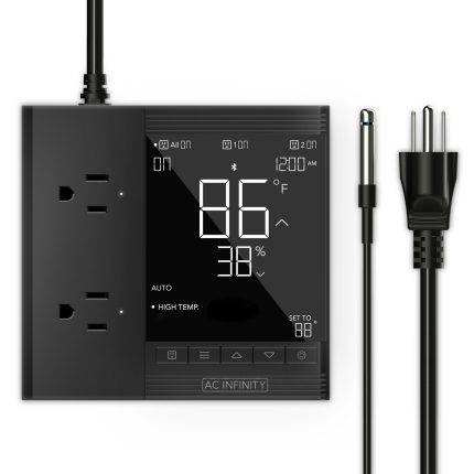 CONTROLLER 75, Smart Outlet Controller, Temperature, Humidity, Schedule Programs for Two Devices, Data App, Bluetooth