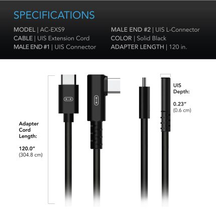 UIS to UIS Extension Cable, L-Shaped Male to Male, 10 ft.