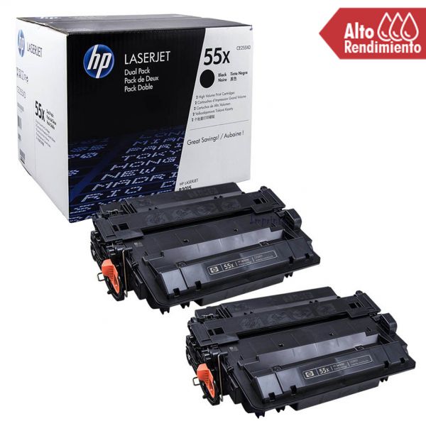 HP 55X High Yield Black Original LaserJet Toner Cartridge Dual Pack