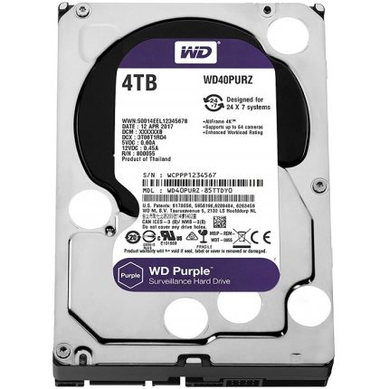 WESTERN DIGITAL PURPLE 4TB SURVEILLANCE HARD DRIVE 5400RPM 3.5"