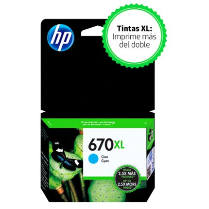 HP 670XL Cyan Ink Cartridge