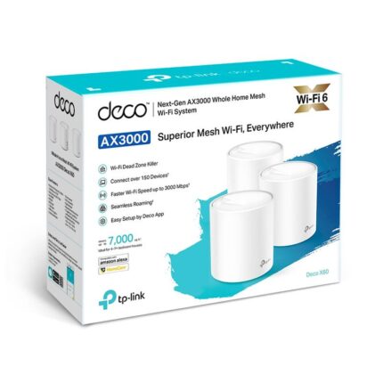 TP-LINK | DECO X60 | 3 PACK | US AX3000 | WHOLE HOME MESH | WI-FI 6 SYSTEM | BLANCO