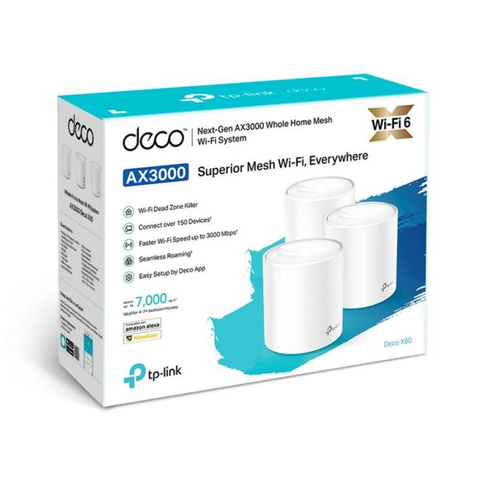 TP-LINK | DECO X60 | 3 PACK | US AX3000 | WHOLE HOME MESH | WI-FI 6 SYSTEM | BLANCO