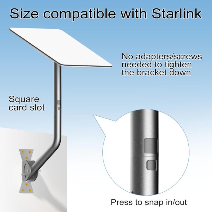 Soporte de montaje en techo para poste de pared de acero compatible con Starlink V2, kit de montaje para Starlink Internet Kit Satélite