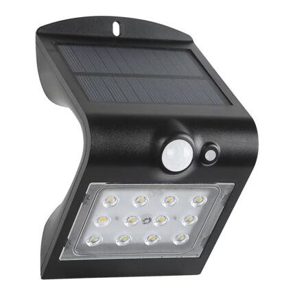 Luz LED integrada para exteriores Defiant de 120 grados con doble iluminación y activación por movimiento solar (negra)