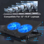 Ventilador ajustable para laptop con puertos USB, para laptops de 12 a 15.6 pulgadas