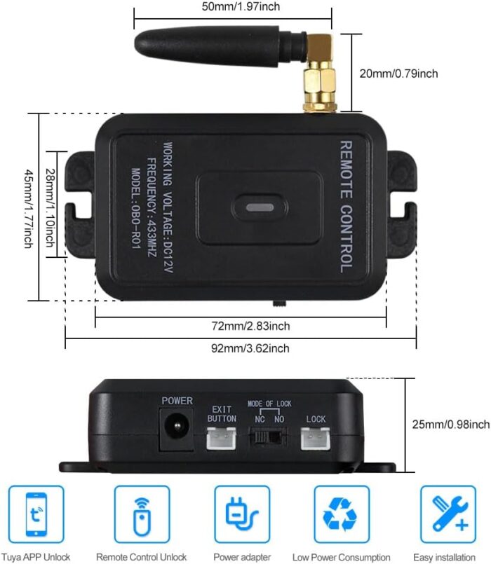 WiFi Tuya Control de acceso a prueba de fallos Kit de cerradura de puerta eléctrica Sistema de puerta de control remoto Abridor Smartphone APP Control (INSTALACION BÁSICA INCLUIDA)